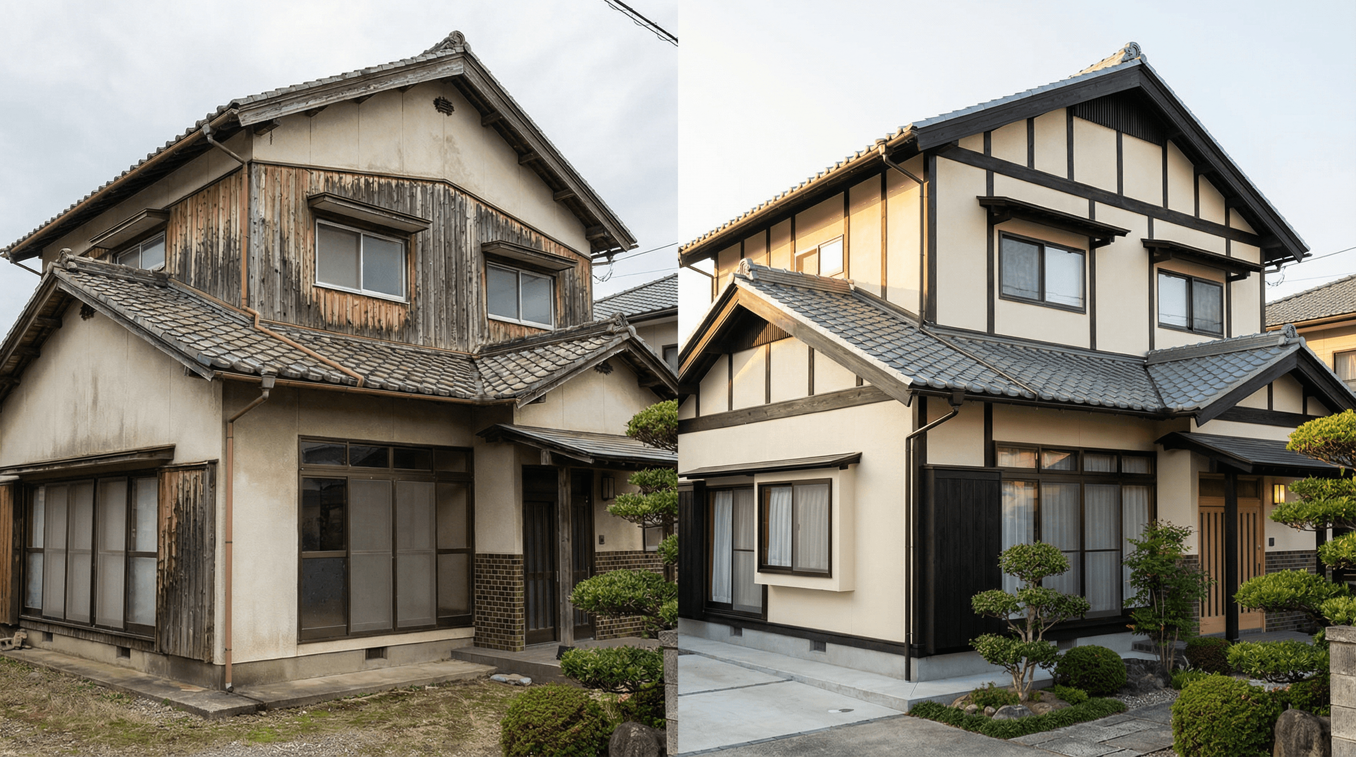 戸建て施工前後の外観